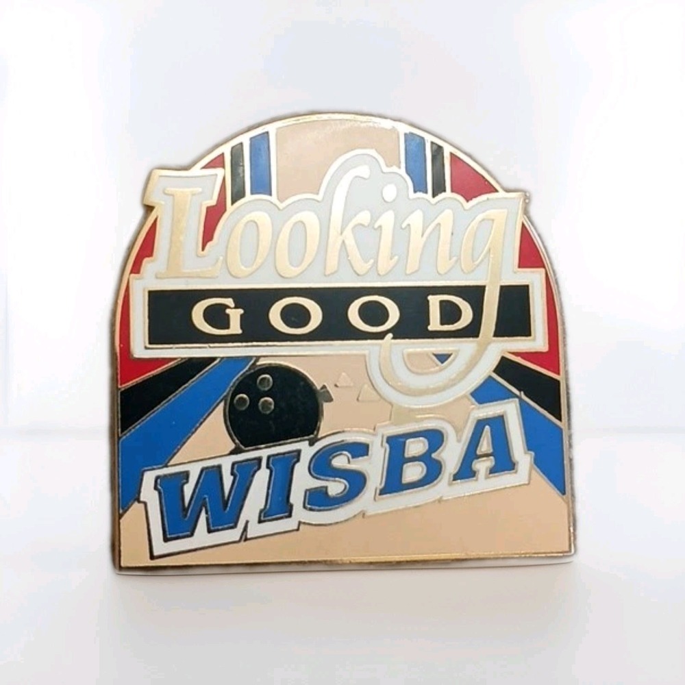 VTG Looking Good WISBA Indiana Womens Bowling Association lapel Pin Pinback